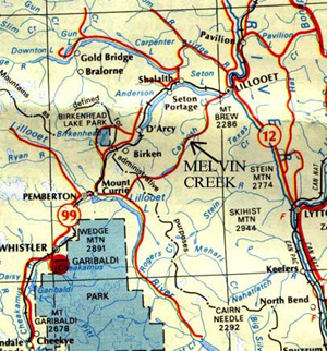 Melvin Creek - Road Map to camp